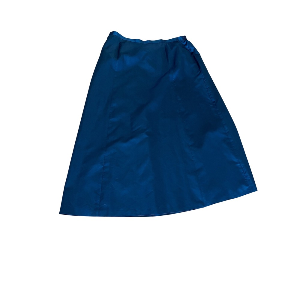 Maxi Skirt Silk Elegant Due Per Due Women 24W Teal Blue Satin A-Line Formal